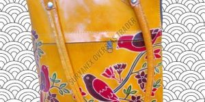 Ladies Hand Printed Leather Shantiniketan Shoulder Bag