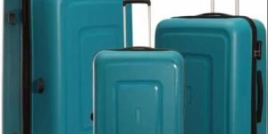 Sky Blue Polyester Travel Trolley Bag