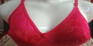Ladies Hot Pink Lace Non-Padded Bra