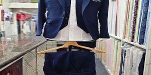 Modern Royal Blue Satin Three Piece Suit