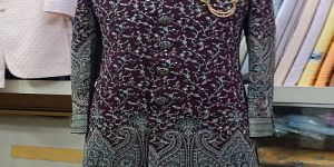 Traditional Luxurious Embroidered Mroon Sherwani