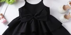 Black Plain Baby Girls Frock