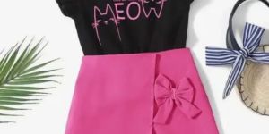 Printed Black Girls Short Top Set