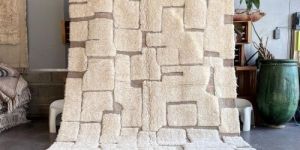 Textured Geometric Block Hand Knotted Moroccan Rug