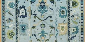 Traditional Motif Cream & Green Hand Knotted Rug