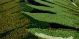 Tropical Green Leaf Design Pattern Hand Tufted Area Rug