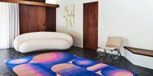 Vibrant Abstract Oval Blob Design Hand Tufted Area Rug