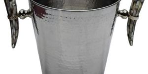 Luxury Hammered Stainless Steel Black Mother OF Pearl Ice Bucket