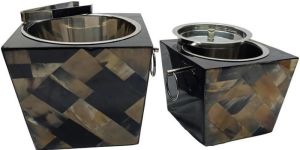 Luxury Resin Horn Mosaic Stainless Steel Ice Bucket Set