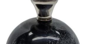 Modern Black Speckled Resin Metal Sphere Pillar Candle Holder