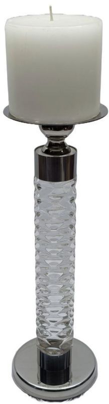 Modern Clear Acrylic and Metal Pillar Candle Holder