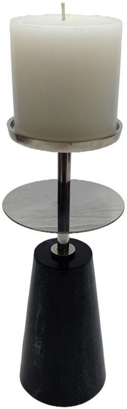 Modern Grey Speckled Resin Metal Orb Pillar Candle Holder