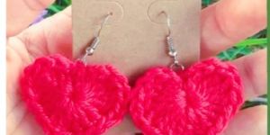 Crochet Heart Earrings