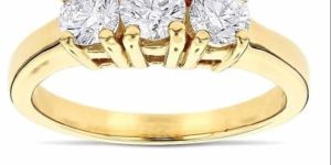 Round Women Real Diamond Three Stone Ring