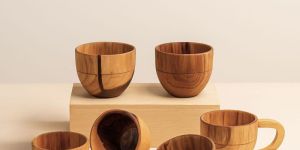 Wooden Tea Cup Set