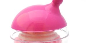 baby soften orange plastic powder puff