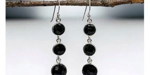 3 Black Onyx Silver Women Earrings