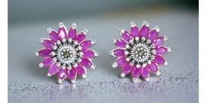 FM046107 Pink Cubic Zirconia Stud Earring