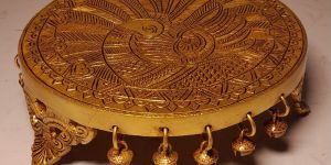 brass ghungroo traditional pooja pedestal round chowki