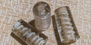 White Cylindrical Fancy Furnace Crystal Tube Shape Glass Beads