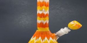 Yellow,orange and White Glass Smoking Percolator Bong