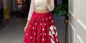 Cotton Embroidered Ladies Skirt Top Set