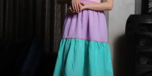 Ladies Printed Party Wear Rainbow Dress