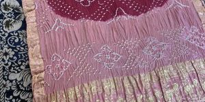 Light Pink Modal Silk Nakshi Pallu Bandej Saree