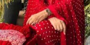 Red Modal Silk Shibori Suit Set