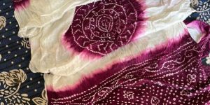 White Maroon Model Silk Mandal Saree