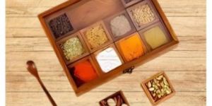 rectangular wooden spoon spice box set