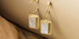 Mop Brass Hoop Earrings