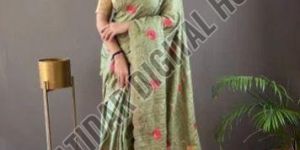 Pure Tussar Silk Saree with Handcrafted Pallu