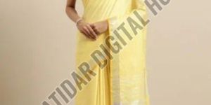 Stylish Linen Saree with Zari Border