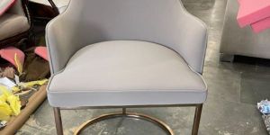 Grey Metal Frame Padded Dining Chair