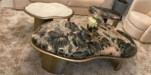 Marble Top Metal Frame Center Table