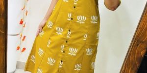 Ladies Folk Threads Cotton A Line Kurti Set