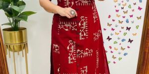 Ladies Sunshine Bloom Cotton A Line Kurti Set