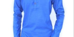 Pure Cotton Mens Royal Blue Plain Kurta