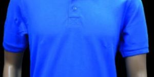 Pure Cotton Neo Blue Plain Collar T Shirt