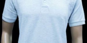 Pure Cotton Off White Plain Collar T Shirt