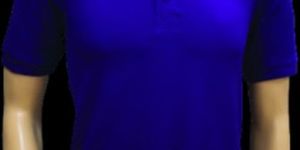 Pure Cotton Royal Blue Plain Collar T Shirt