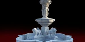 White Marble Lion Head Wall Fountain