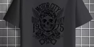 Mens Black Round Neck Oversize Printed T Shirt