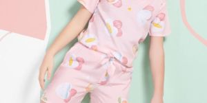 Girls Rayon Printed Bermuda Co Ord Set