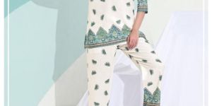 Womens Printed Linen Night Suit