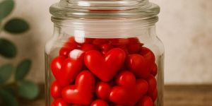 Royal Gold Red Heart Love Locked Soy Wax Scented Jar Candle