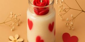 Royal Gold Rose Heart Glow Soy Wax Scented Jar Candle