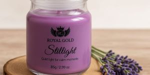 royal gold steel light lavender soy wax glass jar scented candles