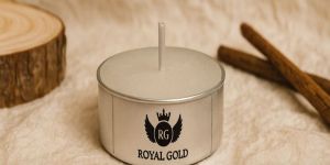 Royal Gold White Round Aluminium Tin Tea Light Candle